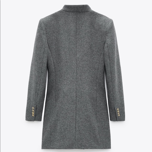 ZARA DOUBLE BREASTED WOOL COAT GOLD BUTTONS - Picture 8 of 10